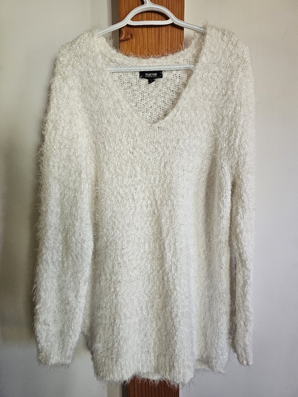Reaction Kenneth Cole Cream Fuzzy Cowl-Neck Sweater - Xl